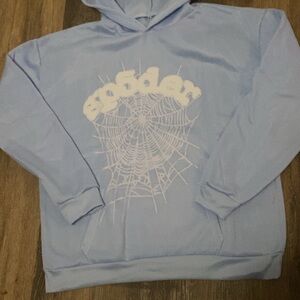 Light Blue Hoodie with Web Design